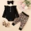 Baby Girls Fall Leopard Print Romper Set with Accessories