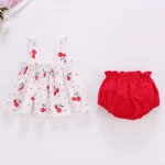 Cute Newborn Girls Summer Dress & Shorts Set 1