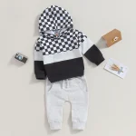 Autumn Plaid Hoodie Pants Set for Baby Boys 3 | PricZone