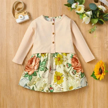 Floral Toddler Dress Long Sleeve Coat Set 1 6 Yrs 2 | PricZone