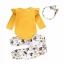 3-Piece Floral Baby Girl Outfit Set with Headband