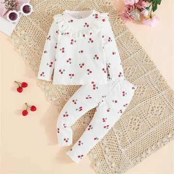 Toddler Girls Cherry Print Sweat Suit Set 2