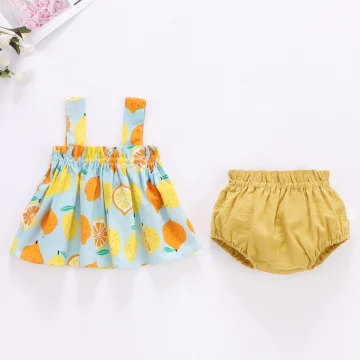 Cute Newborn Girls Summer Dress & Shorts Set 2