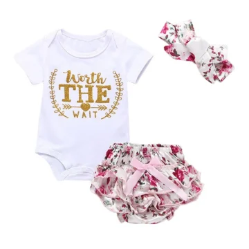 2pc Summer Romper Set for Baby Girls 0-18M 2