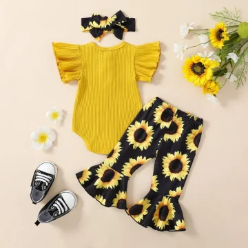 Sunflower Set for Baby Girl 0-18M with Headband 2