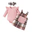 Pink Plaid Baby Girl Outfit 3PCS Set