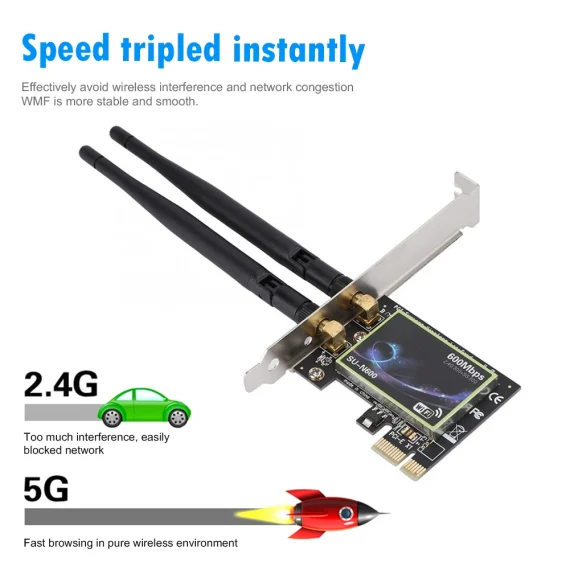 600Mbps Dual Band Network Card 24G5GHz PCI Express 80211 bgn Gigabit Ethernet WiFi Adapter Wireless Network Card For PC 6 | PricZone