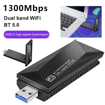 1300Mbps USB3.0 WiFi Adapter Dual Band 2.4G 5Ghz Wireless WiFi Dongle Antenna Network Card Receiver for PC Desktop Network Card 1