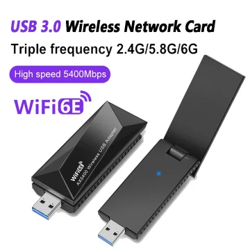 WiFi 6E Tri-Band Network Adapter 5400Mbps USB 1