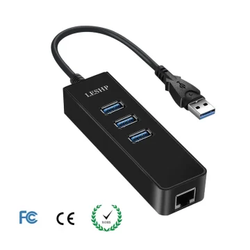 USB HUB 1000Mbps 3 Ports USB 3.0 to RJ45 Lan Ethernet Adapter Wired Network Card for MacBook Laptop Computer 1