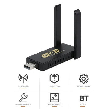 1200Mbps WiFi 6 USB Adapter Wireless Network Card BT 5.0 WiFi6 Dongle USB LAN Ethernet Dual Band 2.4G/5G For PC Laptop Win 10/11 2