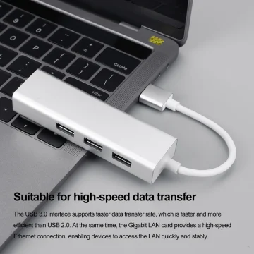 Network Card 10/100/1000Mbps USB 3.0 Wired USB TypeC To Rj45 LAN Ethernet Adapter 3 Port Gigabit RJ45 Network Card for Laptop PC 2