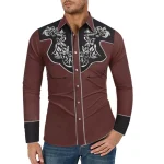 Western Vintage Print Tee Cotton Long Sleeve Shirt 2 | PricZone