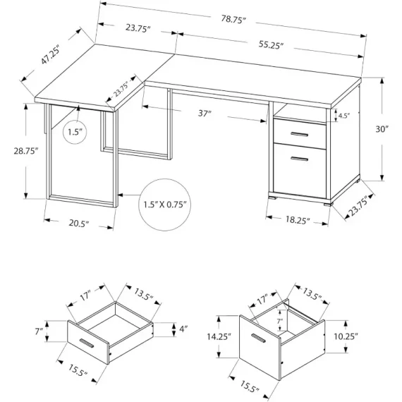 Corner Home Office Computer Desk with Storage Drawers 2 | PricZone