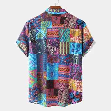 Mens Casual Hawaiian Printed Short Sleeve Shirt 2