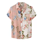 Mens Casual Printed T Shirt Turndown Collar Top 3 | PricZone