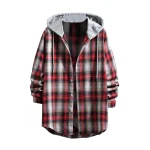 Mens Plaid Hooded Long Sleeve Flannel Shirt 5 | PricZone