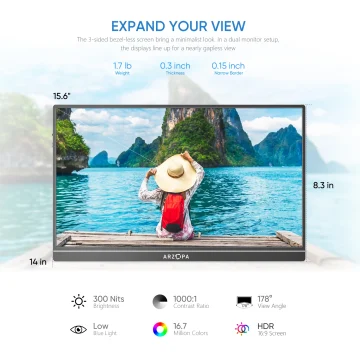 ARZOPA 1080P Portable 15.6 Inch Monitor Display 2