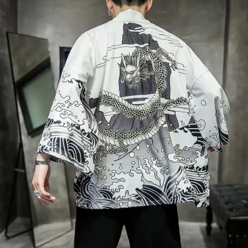 Mens Oversized Kimono Shirt - Fashion Cardigan 2