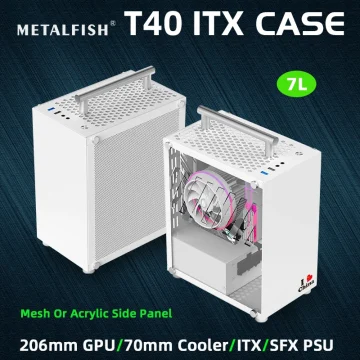 METALFISH T40 Mini ITX White Gaming Case 7L Compact 1 | PricZone