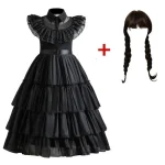 Wednesday Addams Gothic Black Dress Kids Costume 4 | PricZone