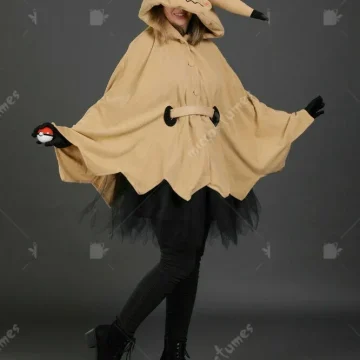 Womens Anime Ghost Cosplay Yellow Hooded Cloak Set 1