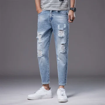 Mens Casual Baggy Harem Jean Trousers with Pocket 1