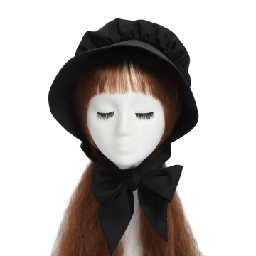 Victorian Maid Cosplay Bonnet White Black Hat 1