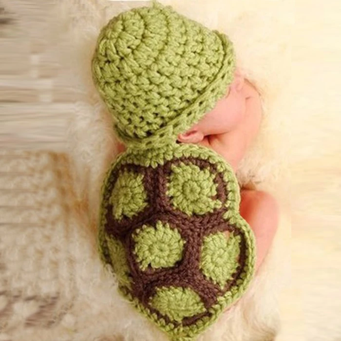 Newborn Baby Turtle Knit Crochet Photo Outfit 1