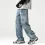 Mens Baggy Straight Jeans Casual Streetwear