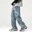 Mens Baggy Straight Jeans Casual Streetwear