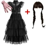 Wednesday Addams Gothic Black Dress Kids Costume 2 | PricZone