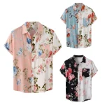 Mens Casual Printed T Shirt Turndown Collar Top 5 | PricZone