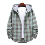 Mens Plaid Hooded Long Sleeve Shirt 3 | PricZone