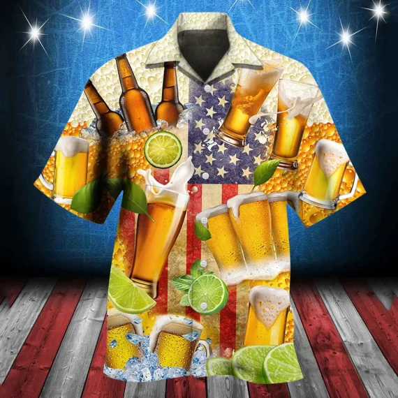 Mens Patriotic Flag Hawaiian Shirt Summer Party 1 | PricZone