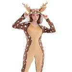 Reindeer Christmas Hoodie Pajama Adult Jumpsuit 2 | PricZone