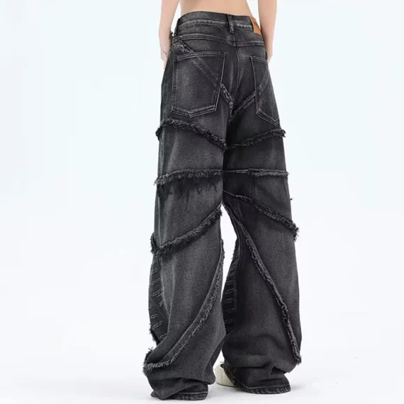 Retro Hem Baggy Denim Jogger Pants 3 | PricZone