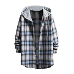 Mens Plaid Hooded Long Sleeve Flannel Shirt 1 | PricZone