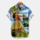 Mens Beach Printed Lapel Short Sleeve Shirt