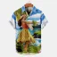 Mens Beach Printed Lapel Short Sleeve Shirt