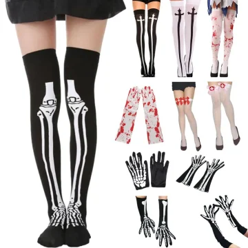 Gothic Stockings Halloween 3D Skeleton Gloves Cosplay Socks Party Carnival Costumes Nurse Socks Blood Socks 1