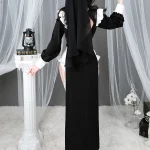 ROLECOS Nun Cosplay Costume Women Fancy Dress Set Halloween Party Roleplay Outfit Adult Nun Dress Black Fancy Cosplay Dress Up 2 | PricZone