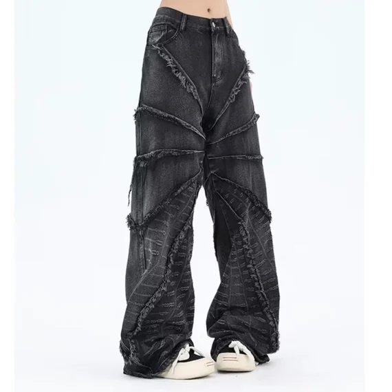 Retro Hem Baggy Denim Jogger Pants 1 | PricZone