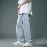 2023 New Street Casual Baggy Jeans Mens Streetwear Hip Hop Straight Wide Leg Trousers Students Denim Pants Blue Black White 4 | PricZone