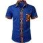 Mens African Printed Patchwork Button-Up Shirt