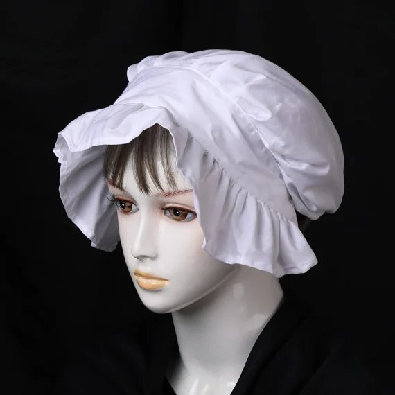 Victorian Maid Cosplay Bonnet White Black Hat 6 | PricZone