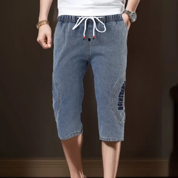 Mens Slim Stretch Casual Loose Denim Capri Shorts 2 | PricZone