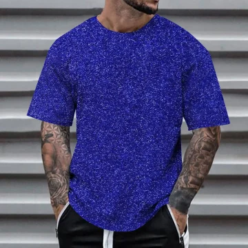 Mens 3D Sequin Pullover Short Sleeve Tee 2