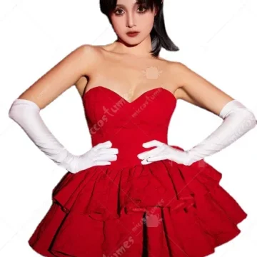 Red Strapless Tube Dress Costume Set 1