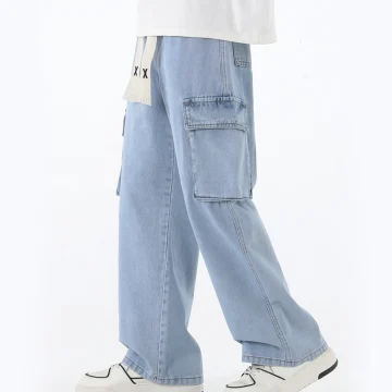 Mens Hip Hop Baggy Jeans Y2K Korean Streetwear 1